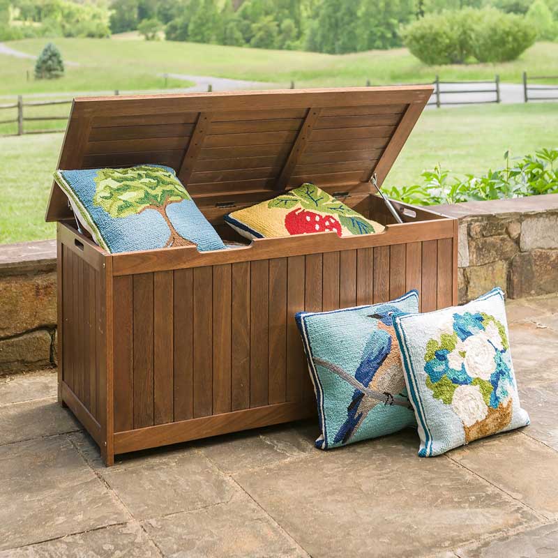 Outdoor Eucalyptus Wood Storage Chest - Natural